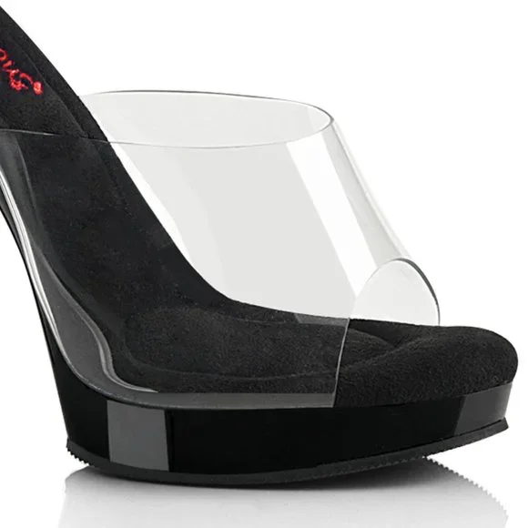Platform Clear Comfort Width High Heel Shoes - Picture 3 of 5